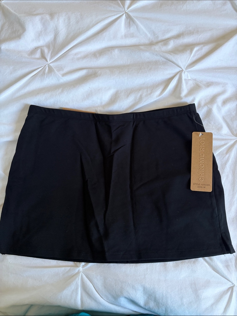 Black Mini Skort with trim side details with Tag - Black